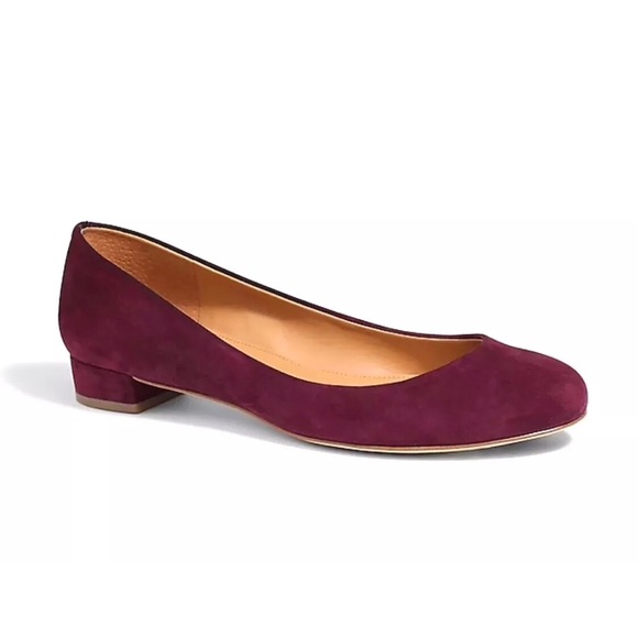J.Crew Lily Suede Covered Heel Wine Color Sz 8.5 - Picture 2 of 8